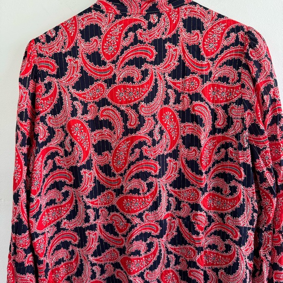 Boden Tie Neck Mini Dress in Red and Blue Paisley Cluster Twee Women’s Size 14 - Picture 12 of 16